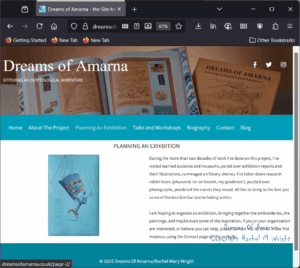 Screengrab of the page about Planning an Exhibition