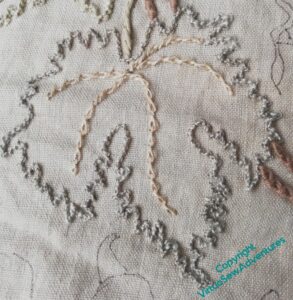 The same combination of Stitches, (Palestrina Knot Stitch and Twisted Chain Stitch) but a different combination of thread colours.