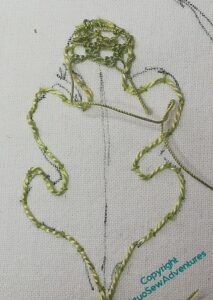 False start on the first oak leaf using a needlelace pattern