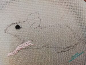 Starting on a Woodmouse, a vague outline, a beady eye, and ighlight on a front paw.